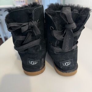 UGG Black Boots with Fur Trim